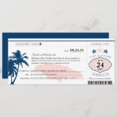 Blauer/rosa Palmestarfish-Boarding-Durchlauf Einladung (Vorne/Hinten)