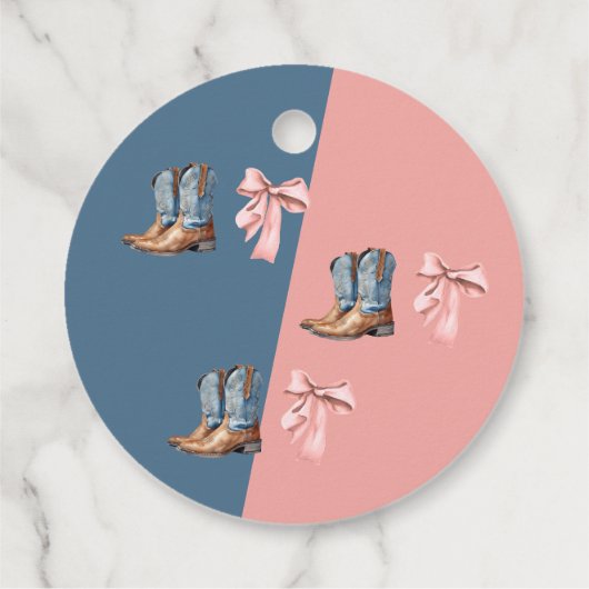 Blauer rosa Party für Stiefel oder Bows Geschenkanhänger (Rückseite)