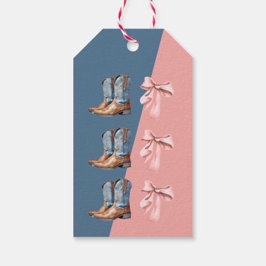 Blauer rosa Party für Stiefel oder Bows Geschenkanhänger (Rückseite)