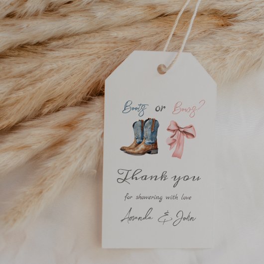 Blauer rosa Party für Stiefel oder Bows Geschenkanhänger