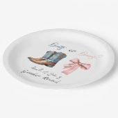 Blauer rosa Party für Stiefel oder Bows Pappteller (Schrägansicht)