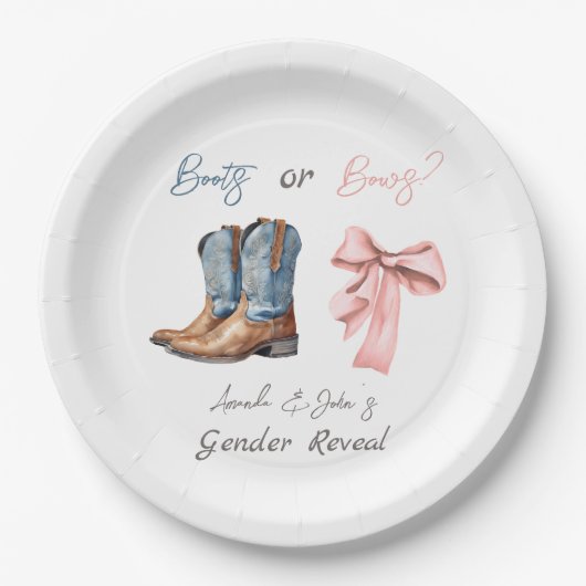 Blauer rosa Party für Stiefel oder Bows Pappteller (Vorderseite)