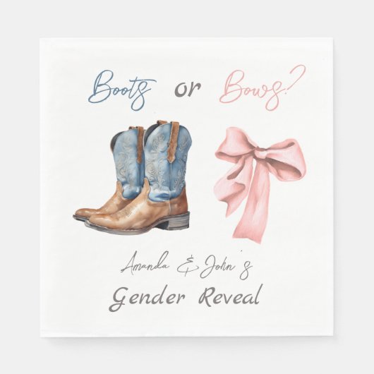 Blauer rosa Party für Stiefel oder Bows Serviette (Vorderseite)