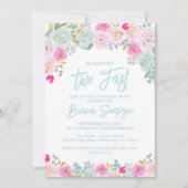 Blauer Rosa Pfirsich zu schnell Geburtstag Einladung (Vorderseite)