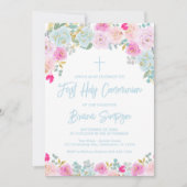 Blauer Rosa Pfirsichpfirsich Lila Bläserblüte Erst Einladung (Vorderseite)