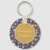 Blauer Rosa Phantastischer Blumenlehrer Schlüsselanhänger (Vorderseite)