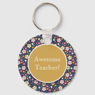 Blauer Rosa Phantastischer Blumenlehrer Schlüsselanhänger