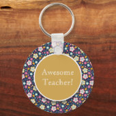Blauer Rosa Phantastischer Blumenlehrer Schlüsselanhänger (Vorderseite)