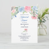 Blauer Rosa Probe Abendessen Einladung (Stehend Vorderseite)