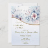 Blauer Rosa Probe Abendessen Einladung (Vorderseite)