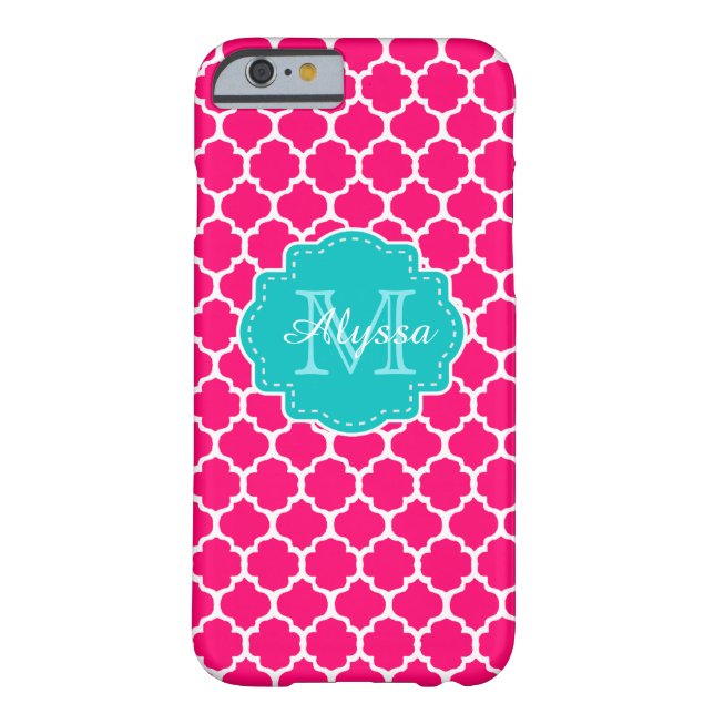 Blauer rosa Quatrefoil personalisiert Case-Mate iPhone Hülle (Rückseite)