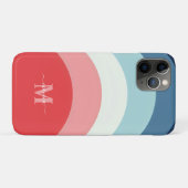 Blauer Rosa Regenbogen Kurven Streifen Monogramm N Case-Mate iPhone Hülle (Rückseite (Horizontal))