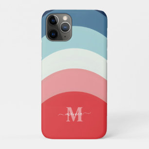 Blauer Rosa Regenbogen Kurven Streifen Monogramm N Case-Mate iPhone Hülle