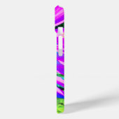 Blauer rosa Retro funky sonngeblümtes Foto Case-Mate iPhone Hülle (Rückseite / Links)