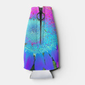 Blauer rosa Retro funky sonngeblümtes Foto Flaschenkühler (Rückseite)