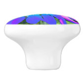 Blauer rosa Retro funky sonngeblümtes Foto Keramikknauf (Seitenansicht)