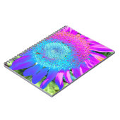 Blauer rosa Retro funky sonngeblümtes Foto Notizblock (Linke Seite)