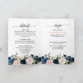 Blauer Rosa Rose Boho All in one Wedding Einladung (Innenseite)