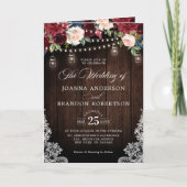 Blauer Rosa Rose Boho All in one Wedding Einladung (Vorderseite)