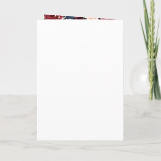 Blauer Rosa Rose Boho All in one Wedding Einladung (Rückseite)