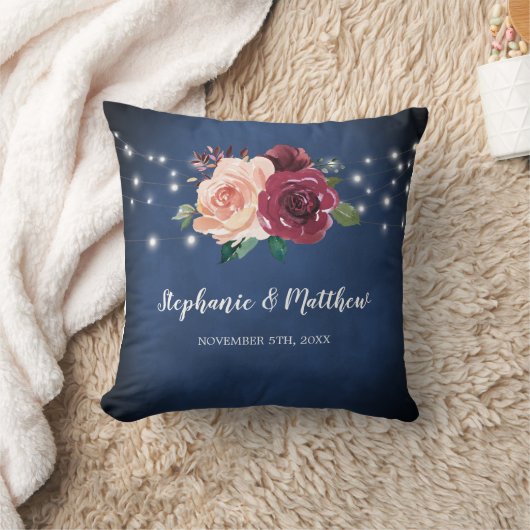 Blauer Rosa Rose Lights Wedding Kissen (Decke)