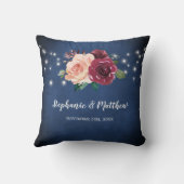 Blauer Rosa Rose Lights Wedding Kissen (Rückseite)