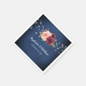 Blauer Rosa Rose Lights Wedding Serviette (Ecke)
