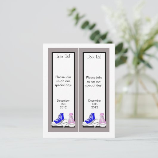 Blauer/rosa Save the Date Lesezeichen Ankündigungspostkarte (Stehend Vorderseite)