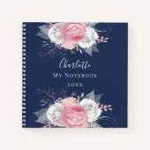 Blauer, rosa, silberfarbene Blattfarbe Weiße Bezei Notizblock (Vorderseite)