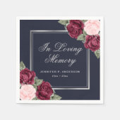 Blauer Rosa Silver Floral Beerdigung Memorial Serviette (Vorderseite)
