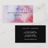 Blauer rosa Spritzer des modernen handgemalten Visitenkarte (Vorne/Hinten)