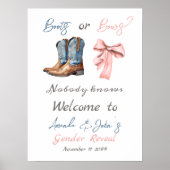 Blauer Rosa Stiefel oder Bows - Gender Reveal Poster (Vorne)