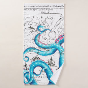 Blauer Rosa Tentacles Tinte Badhandtuch Set