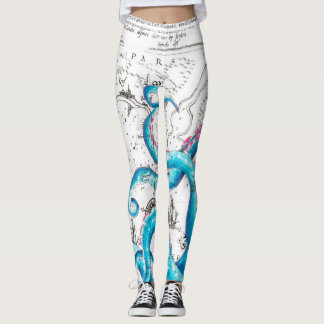 Blauer Rosa Tentacles Tinte Leggings