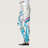 Blauer Rosa Tentacles Tinte Leggings (Links)