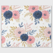 Blauer Rosa und blaues Blumenpapier Geschenkpapier (Flach)