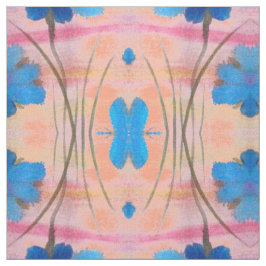 Blauer Rosa und Pfirsichblütendruck Stoff