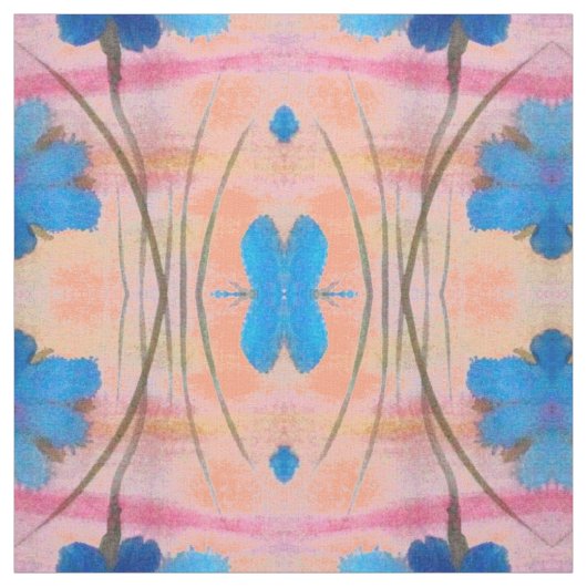 Blauer Rosa und Pfirsichblütendruck Stoff (Muster)