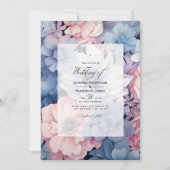 Blauer, Rosa und Silberblume Einladung (Vorderseite)