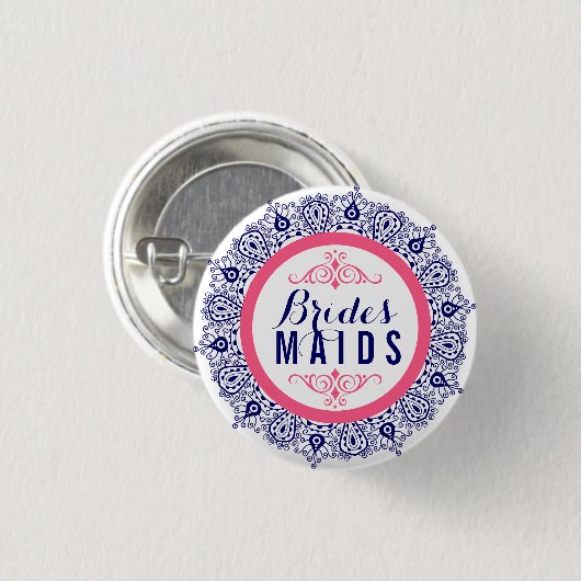 Blauer Rosa und weiße Spitzen-Briden Button 2a (Vorne & Hinten)