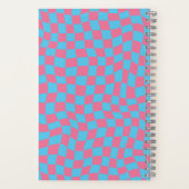 Blauer, rosa, violetter Karo Monogram Name Notizblock (Rückseite)