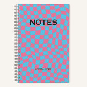 Blauer, rosa, violetter Karo Monogram Name Notizblock (Vorderseite)