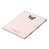 Blauer Rosa Wasserfarben-Schmetterling-Logo Notizblock (Rotiert)