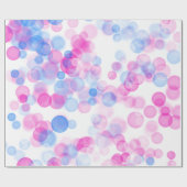 Blauer rosa weiße Bläschen Bokeh-Effekt Geschenkpapier (Flach)