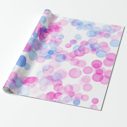Blauer rosa weiße Bläschen Bokeh-Effekt Geschenkpapier (Ungerollt)