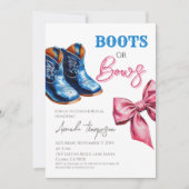 Blauer Rosa Western für Stiefel oder Bows Einladung (Vorderseite)