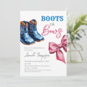Blauer Rosa Western für Stiefel oder Bows Einladung (Stehend Vorderseite)