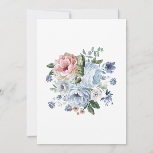 Blauer Rosafarben Pfirsichfarben Brautparty Einladung (Rückseite)