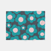 Blauer rosafarbener tropischer Blütensommer Fleecedecke (Vorderseite (Horizontal))