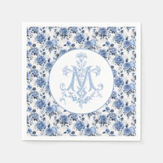 Blauer Rose Bloral Marian Cross Religiöse Mary Serviette (Vorderseite)